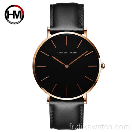 Hannah Martin CH02 Hommes Montre Top Marque de luxe Vie Étanche Quartz Montre-Bracelet Fashine En Cuir D&#39;affaires Garçons Montres